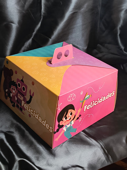 Caja Torta Chica Alta Impresa 29x29x17 niños