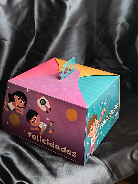 Caja Torta Chica Alta Impresa 29x29x17 niños