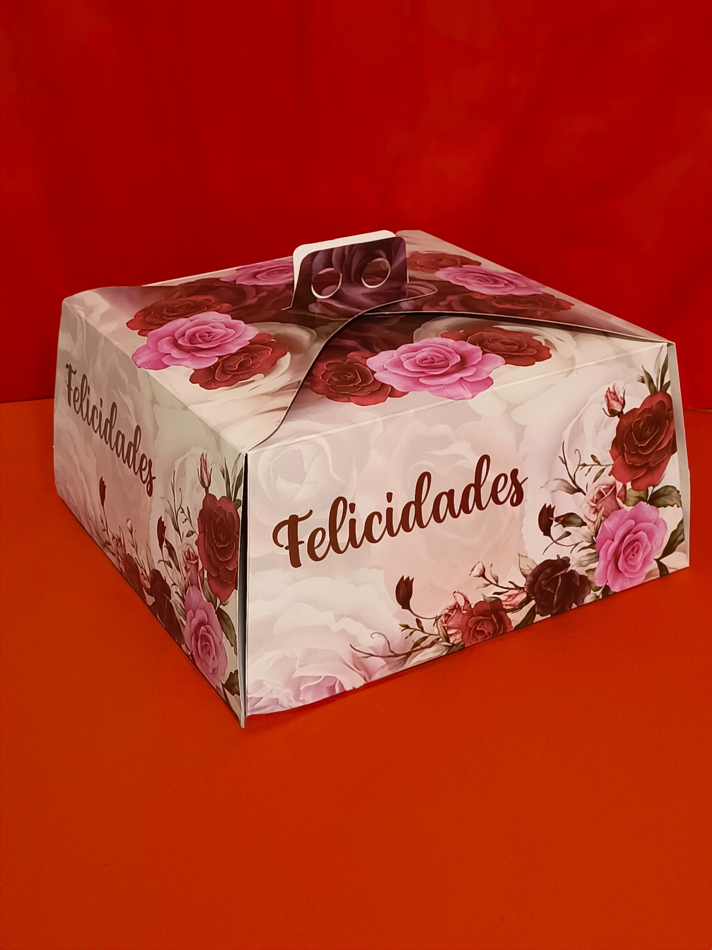 caja de torta grande alta  35x35x17 feliz dia